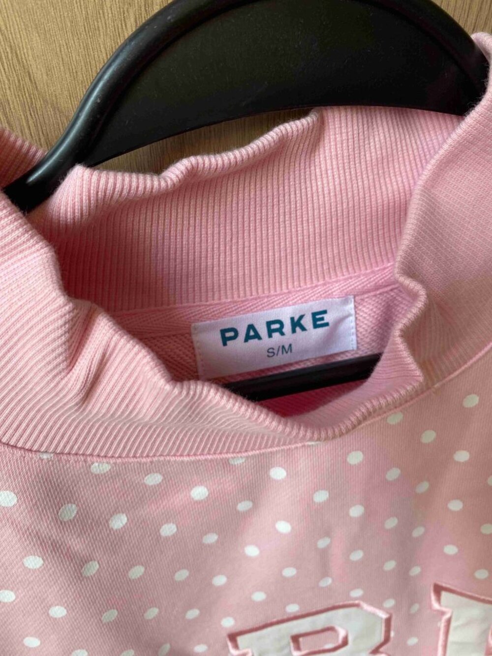 PARKE Pink Polka Dot Mock Neck Sweatshirt - Picture 6 of 7